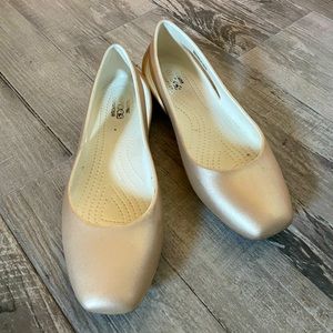 Cream Crocs flats size 8